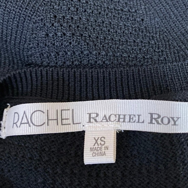 Rachel Roy Black Mesh Knit Sleeveless Sheer Cami Camisole Crop Tank Top Size XS