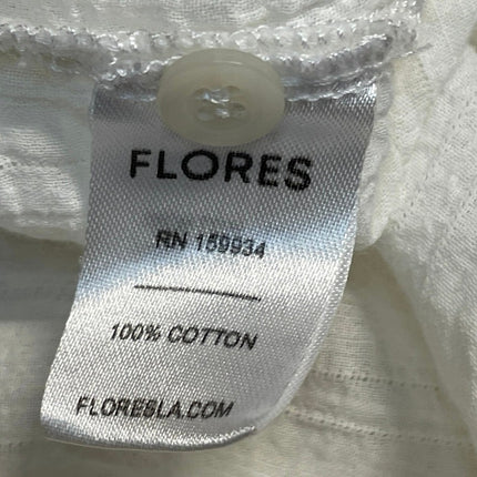 Flores Women's White Short Sleeve Pocket Minimalist Button Down Shirt Top Size M