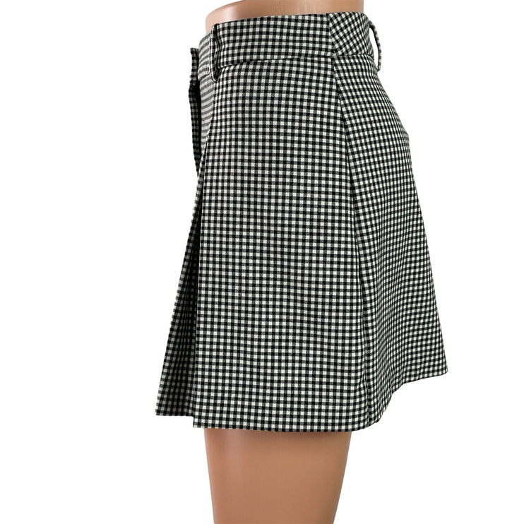 Zara Women's Black Gingham Checkered High Rise Mini Skirt Skort Shorts Size XL