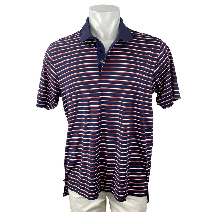 Adidas Climalite Multicolor Stripe Short Sleeve Classic Golf Polo Shirt Top Sz M