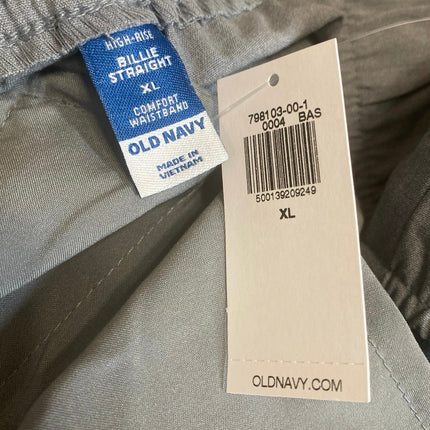 NEW Old Navy Billie Women's Gray High Rise Drawstring Pleated Trousers Pants XL