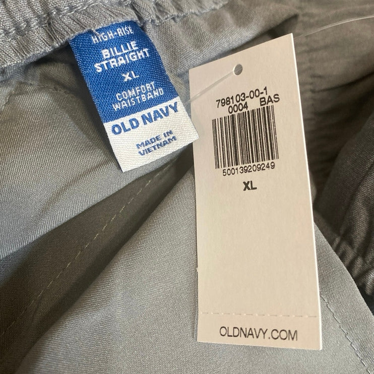 NEW Old Navy Billie Women's Gray High Rise Drawstring Pleated Trousers Pants XL