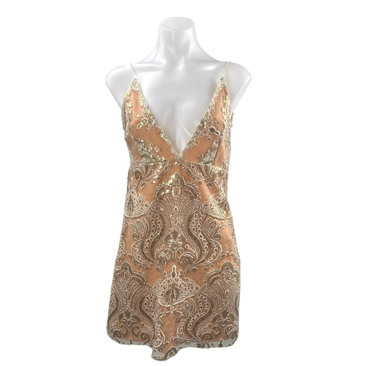 Free People Night Shimmers Paisley Sequin Sleeveless Mini Cami Tank Slip Dress 2