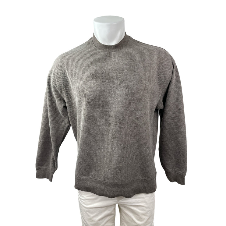 Zara Men's Gray Long Sleeve Mock Neck Waffle Knit Sweatshirt Sweater Top Size S