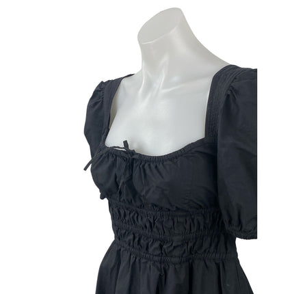 Aritzia Sunday Best Black Short Puff Sleeve Tie Bustier A Line Mini Dress Size S