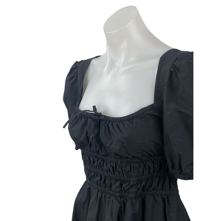 Aritzia Sunday Best Black Short Puff Sleeve Tie Bustier A Line Mini Dress Size S