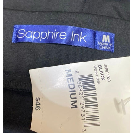 NEW Sapphire Ink Black Faux Leather Trim High Rise Skinny Trousers Pants Size M