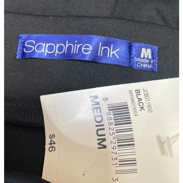 NEW Sapphire Ink Black Faux Leather Trim High Rise Skinny Trousers Pants Size M