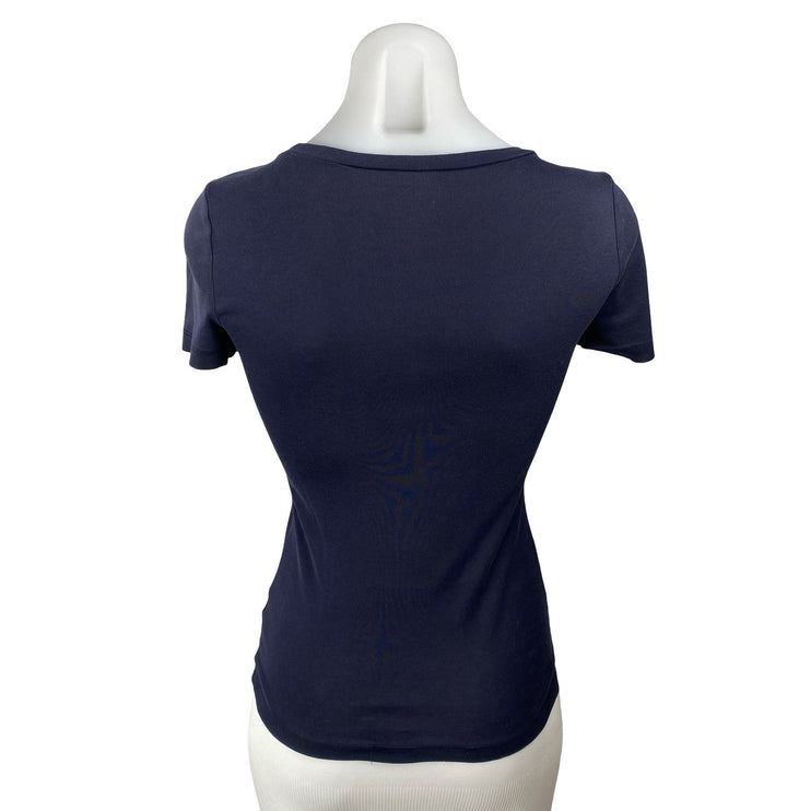 J.Crew Women's Navy Blue Fitted Cotton Short Sleeve Knit T Shirt Tee Top Size XS