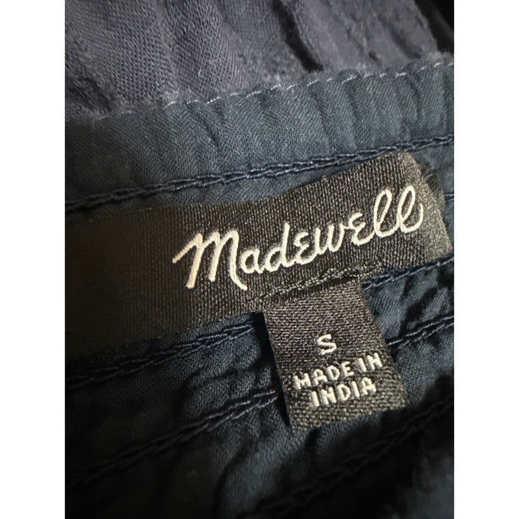 Madewell Navy Blue Ruffle Flutter Sleeve Smocked Tiered A Line Midi Dress Size S