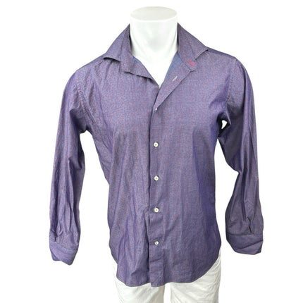 Stellante Men's Purple Floral Cotton Long Sleeve Button Up Shirt Top Size 16/41