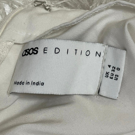 ASOS Edition Women's White Sleeveless Sequin Faux Feather Camisole Mini Dress 0