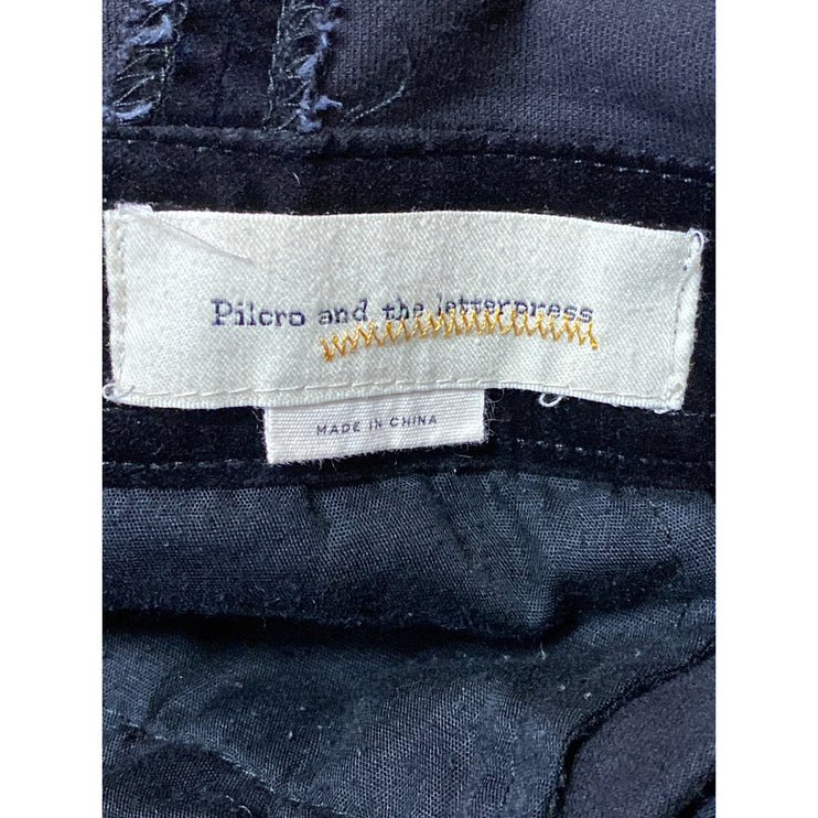 Pilcro and the Letterpress Black Velvet Velour Wide Leg Romper Jumpsuit Size 29