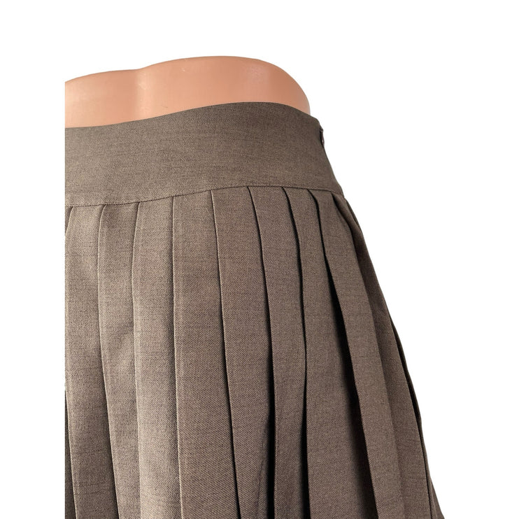 Cider Women's Brown Buckle Pleated High Waist Mini Skater Flare A-Line Skirt XS