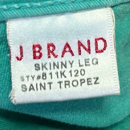J Brand Saint Tropez Teal Green Mid Rise Skinny Stretch Trousers Jeans Pants 27