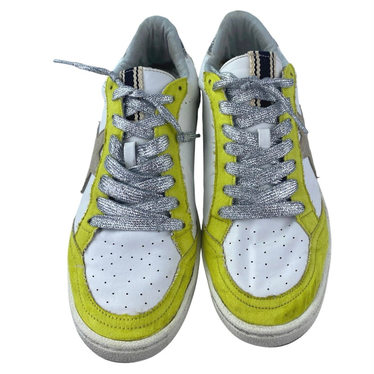Shu Shop Paz Women's Yellow Silver Glitter Low Top Lace Up Sneakers Shoes Size 8