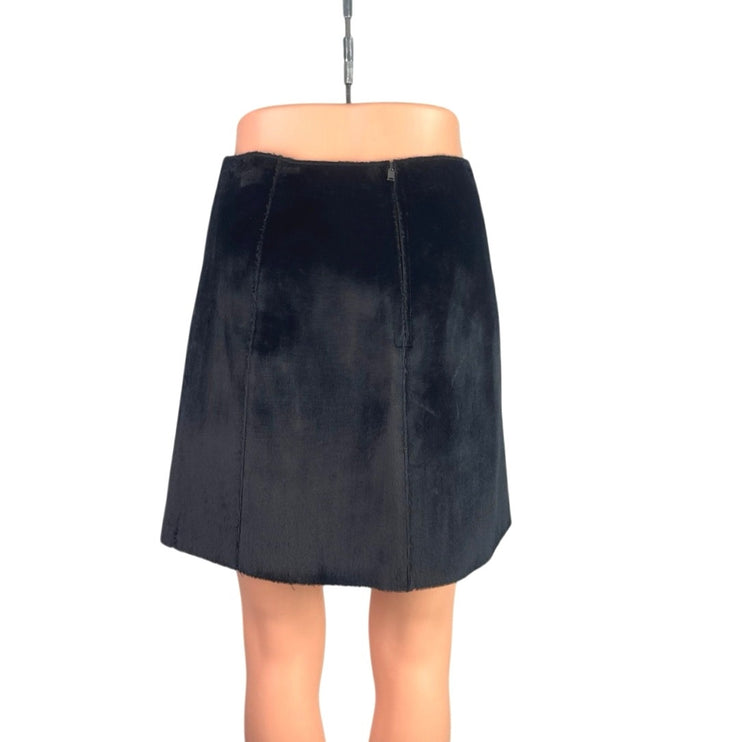 NEW Zara Women's Black Suede Faux Leather High Waist A Line Mini Skirt Size S