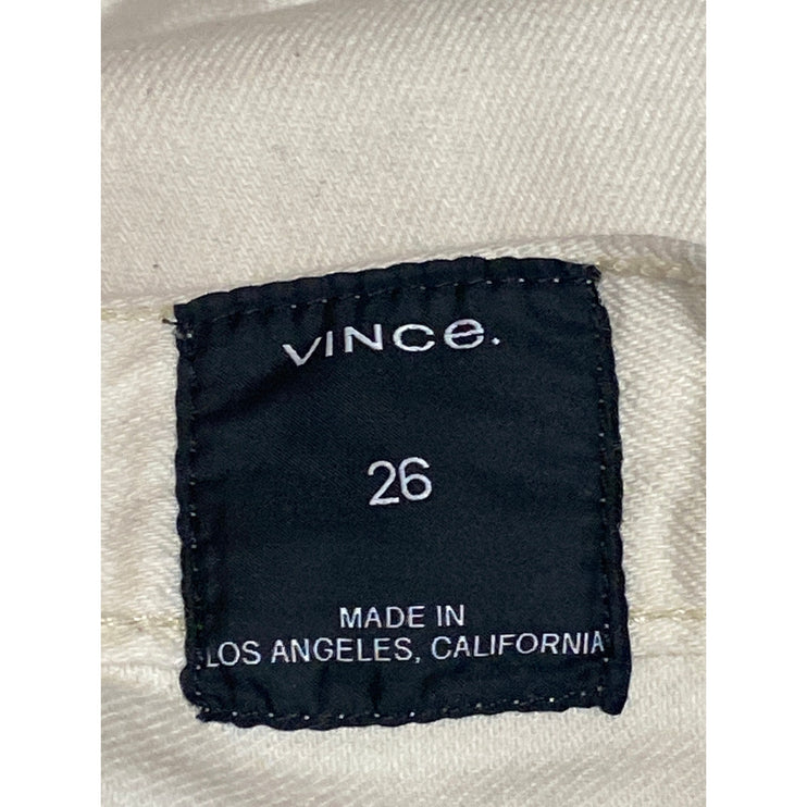 Vince Women's White High Waisted Frayed Raw Hem Straight Denim Jeans Pants Sz 26