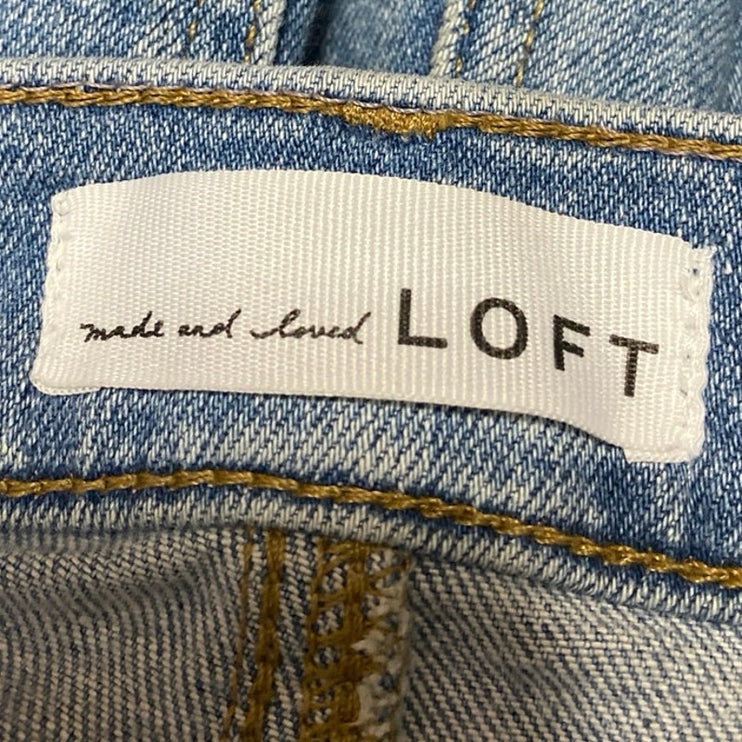LOFT Women's Blue High Waist Frayed Raw Hem Flared Bootcut Denim Jeans Pants 27