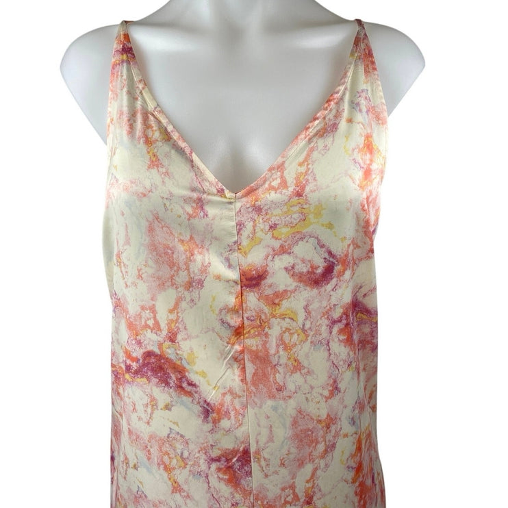 Stars Above Multicolor Silky Satin Marble Print 2Pc Sleepwear Robe Set Size M