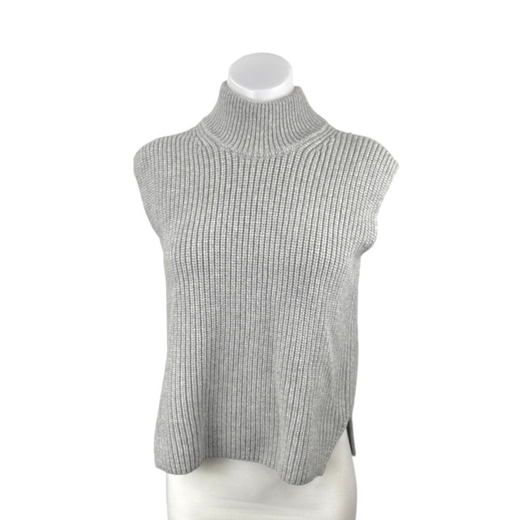 Abercrombie & Fitch Gray Ribbed Knit Turtleneck Sleeveless Sweater Vest Top XXS