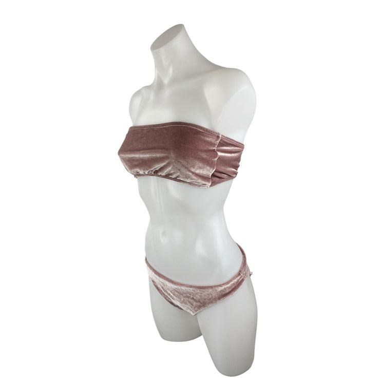 Sauipe Velvet Velour Giovanna Bandeau Tube Jenna Bikini Summer Swimwear Set Sz M