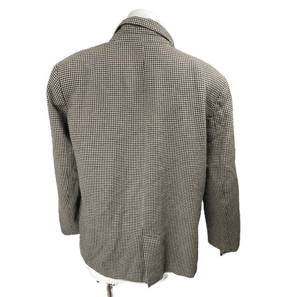 Zara Women's Black White Checkered Double Breasted Long Sleeve Blazer Coat Jacket L