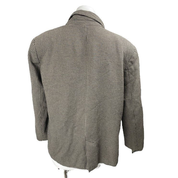 Zara Women's Black White Checkered Double Breasted Long Sleeve Blazer Coat Jacket L