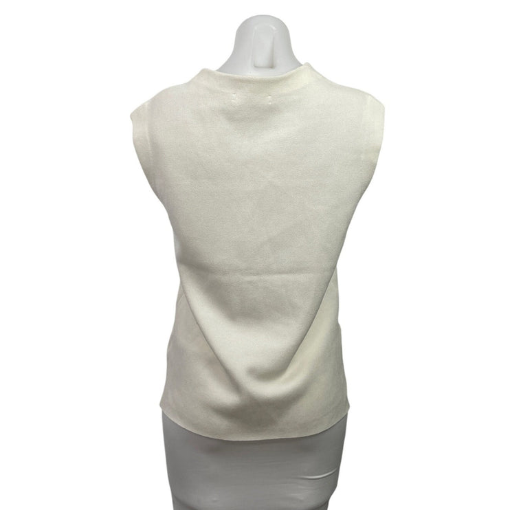 Oak + Fort Cream Ivory Sleeveless V Neck Button Down Vest Cardigan Sweater XXS