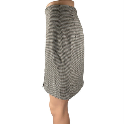 Oak + Fort Brown Houndstooth Plaid Front Slit Zipper Mini A-Line Pencil Skirt 4
