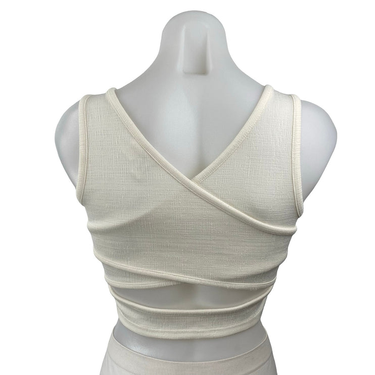 Roxy Women's Cream Sleeveless Textured Yoga Workout Athletic Crop Top Size XS