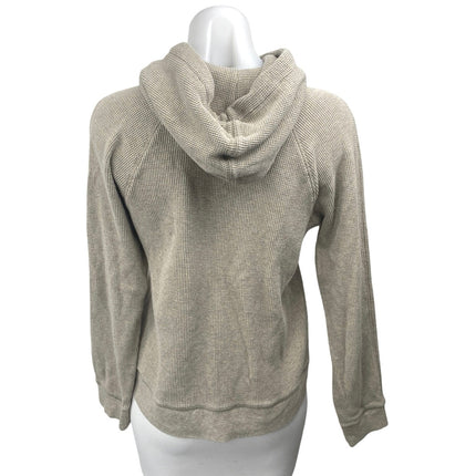 Everlane Beige Tan Waffle Knit Long Sleeve Hooded Hoodie Sweatshirt Sweater Sz S
