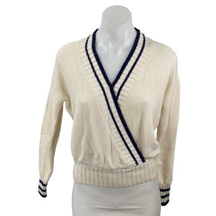 Heartloom Kian Women's Cream V Neck Long Sleeve Wrap Sweatshirt Sweater Top XS