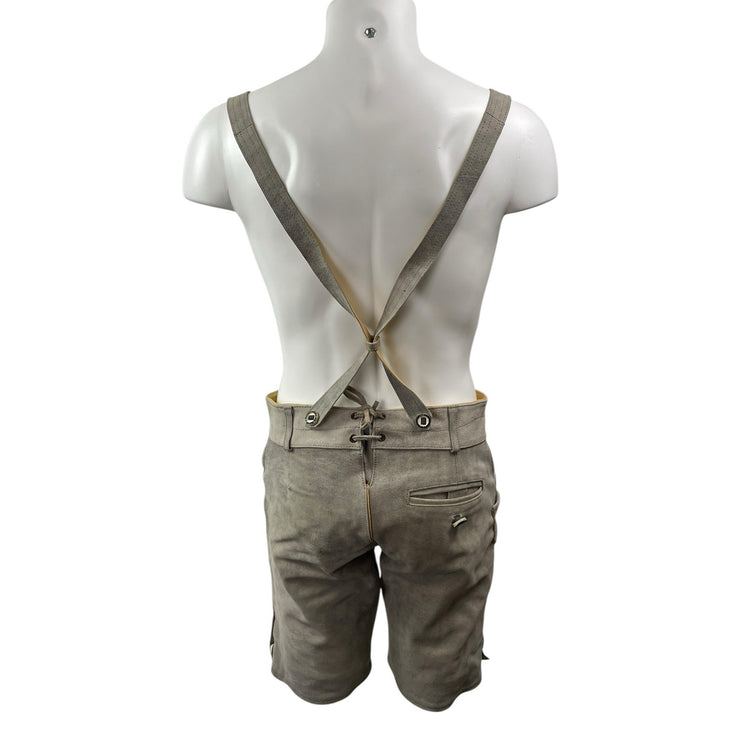 Schöneberger Trachten Couture Bergkristall Gray Leather Embroidered Shorts Sz 31