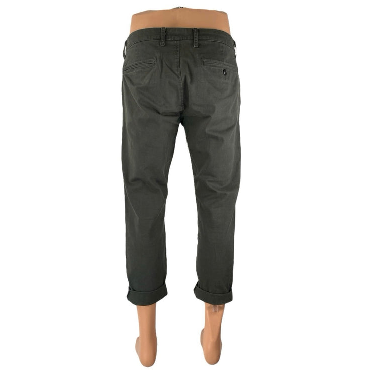 J.Crew Men's Gray Black Stretch Mid Rise Straight Chino Trousers Pants Size 32