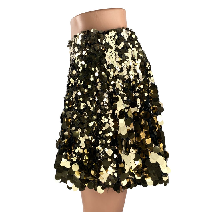 NEW Free People Can't Get Enough Sequin Gold High Rise Mini A-Line Skirt Size 4