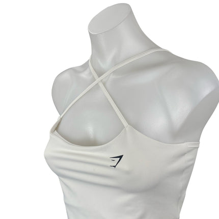 Gymshark Womens White Criss Cross Yoga Athletic Activewear Crop Cami Tank Top XS