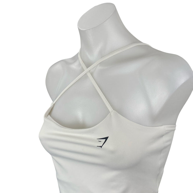 Gymshark Womens White Criss Cross Yoga Athletic Activewear Crop Cami Tank Top XS