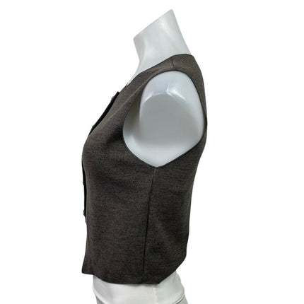 Zara Women's Dark Gray Sleeveless Knit Button Down Tank Vest Crop Top Size S