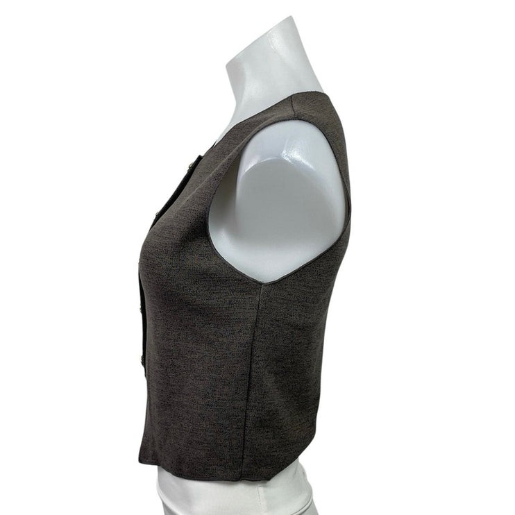 Zara Women's Dark Gray Sleeveless Knit Button Down Tank Vest Crop Top Size S