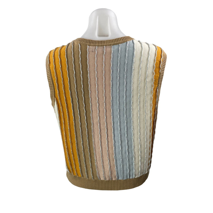 Eva Franco Multicolor Sleeveless Shimmer Striped Knit Sweater Tee Tank Top Sz L