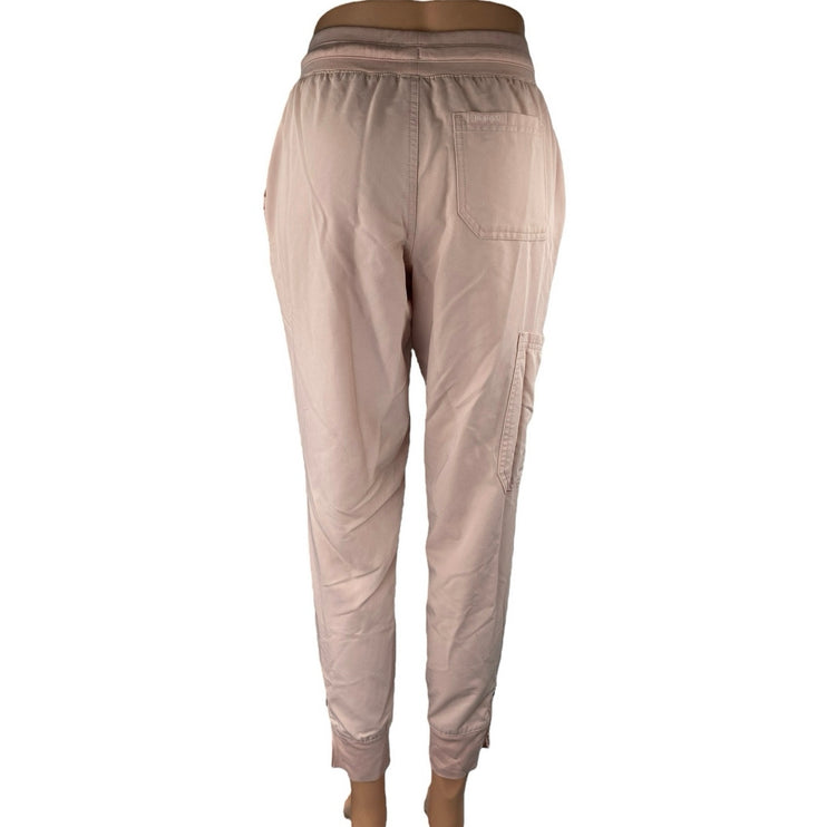 Jaanuu Women's Pink Drawstring High Waisted Jogger Medical Scrub Pants Size XS