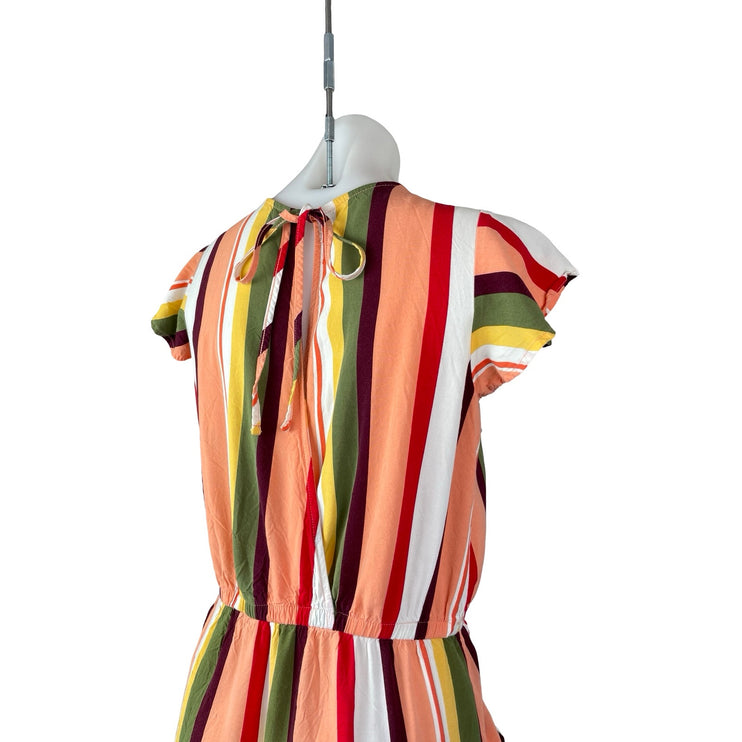 Time and Tru Women's Multicolor Striped Short Sleeve Wide Leg Jumpsuit Size S