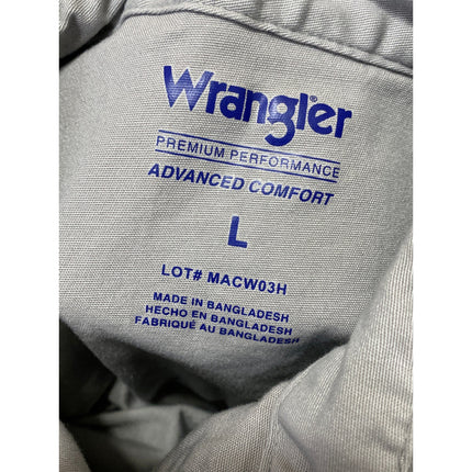 Wrangler Men's Gray Performance Pocket Long Sleeve Button Down Shirt Top Size L