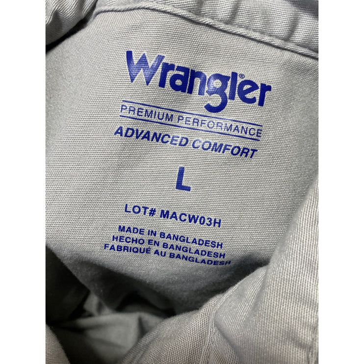 Wrangler Men's Gray Performance Pocket Long Sleeve Button Down Shirt Top Size L
