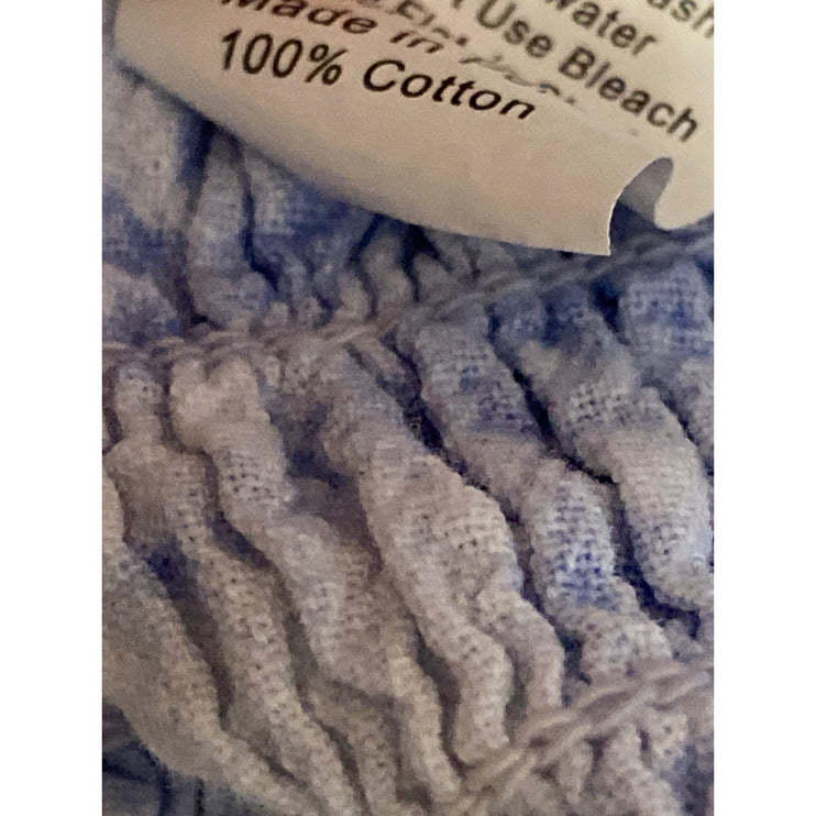 Cotton Natural Blue Tie Dye Smocked Strapless Ruffle Tiered Mini Dress Size S