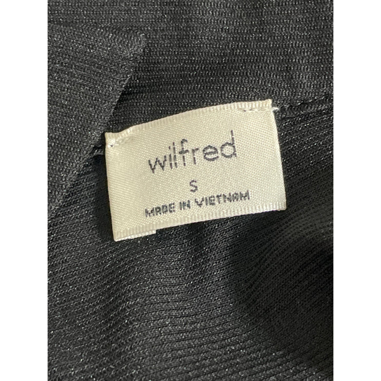 Aritzia Wilfred Women's Black Long Sleeve Cropped Button Down Shirt Top Size S