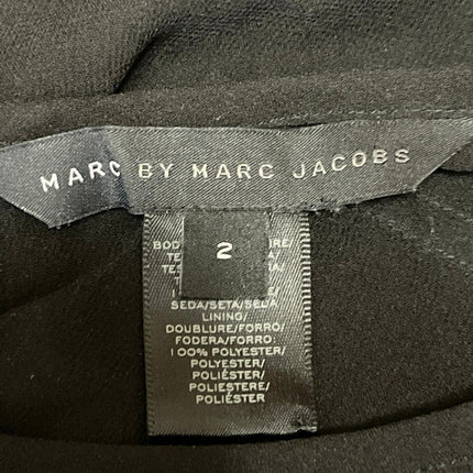 Marc Jacobs Womens Black Pleated Chiffon Overlay Short Sleeve Blouse Top Size 2