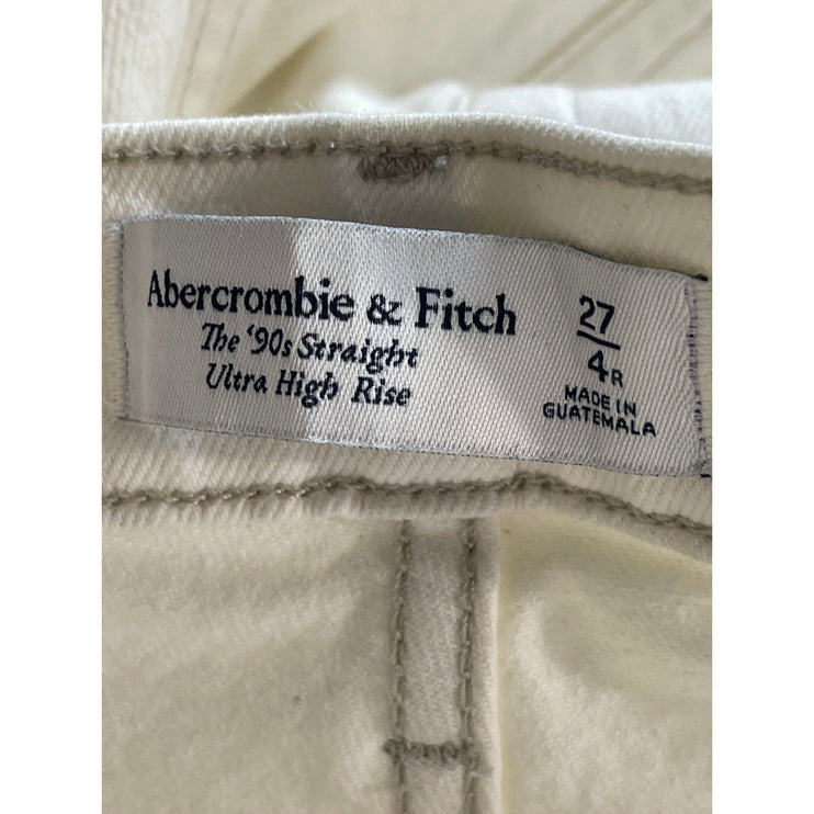 Abercrombie & Fitch 90's Straight White Ultra High Rise Denim Jeans Pants 27/4