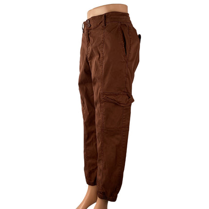 Sanctuary Women's Brown High Waisted Loose Fit Straight Trousers Cargo Pants 30